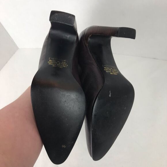 Colin Stuart Brown Leather Heeled Booties Sz 7 - Picture 6 of 8
